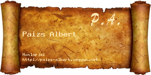 Paizs Albert névjegykártya